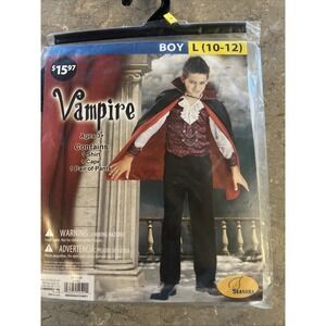 Vampire Costume Boys L (10-12) Shirt Cape Pants
